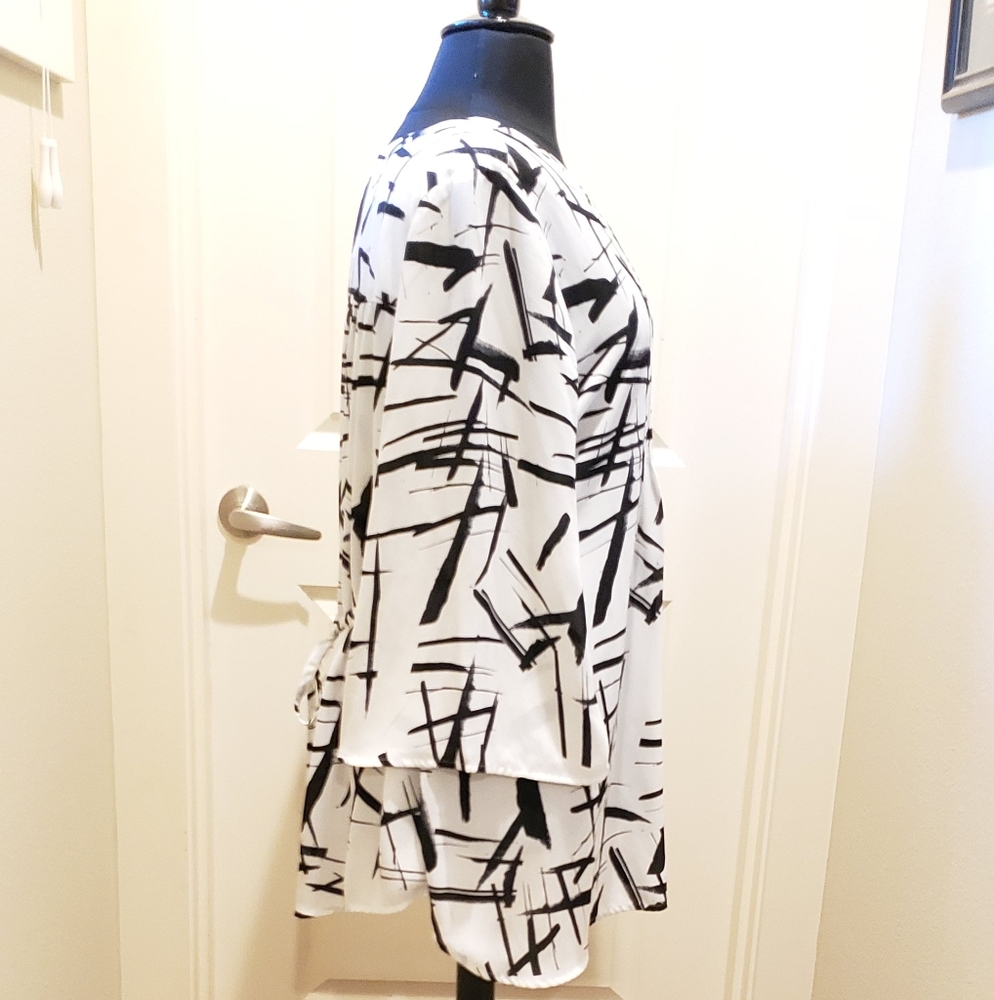Melissa McCarthy Seven7 Black and White Graphic Mini Dress